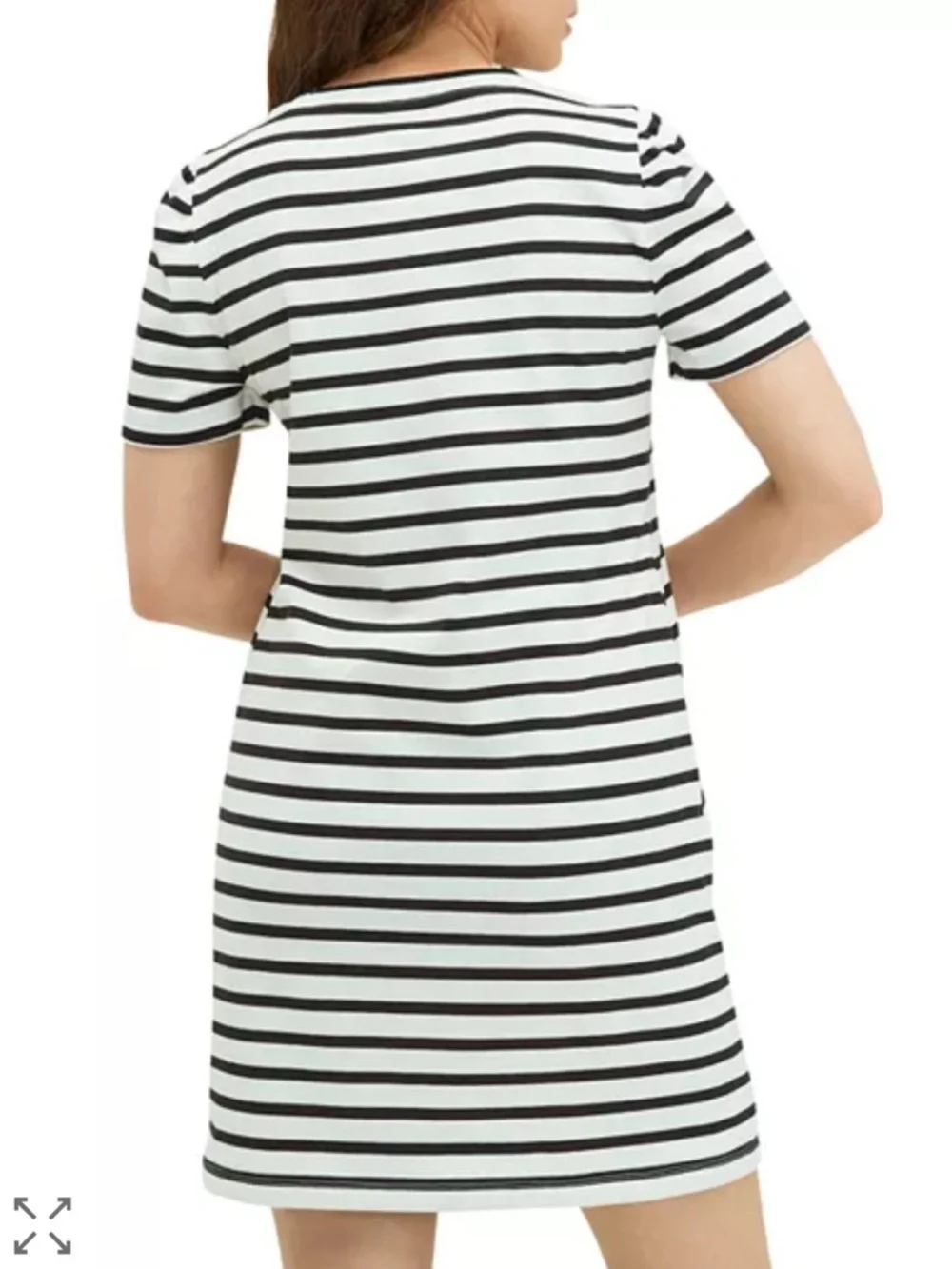 kate spade Black cream Striped puff sleeve cotton pull on dress size Large NWT
